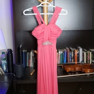 B. Darlin Hot Pink/Coral Prom Dress